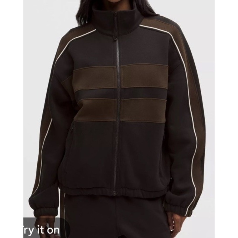 Lululemon Womens Steady State Oversized Funnel Full Zip Jacket Striped Size S